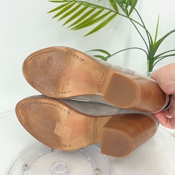 Rag & Bone Harrow Ankle Boots Women's Size 39 9 Grey Suede Leather Strap Heel - Picture 11 of 15